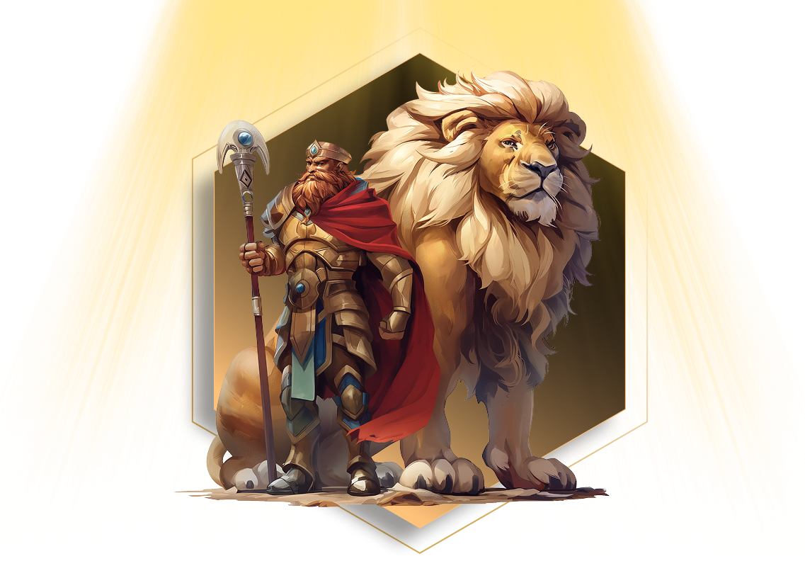 Game character with lion